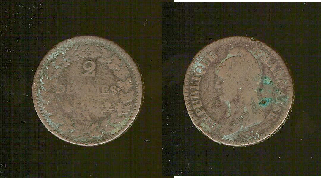2 décimes Dupré 1796 Paris B+